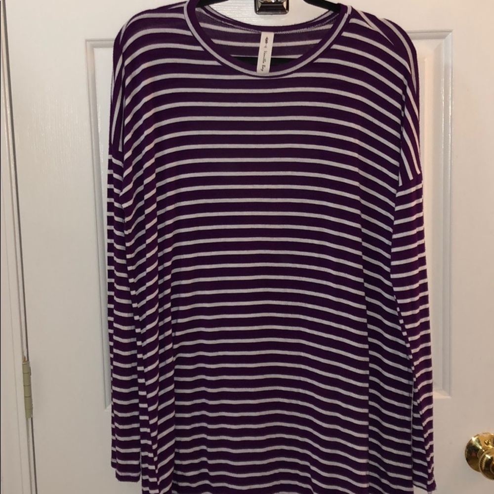 Purple and White stripped long sleeve dress